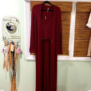 Free People Maroon Sweater Set size M